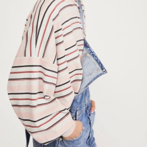 Free People Steph Striped Shirt Large NWT - Picture 2 of 8